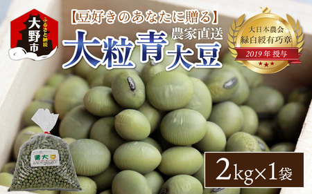 農家直送 豆好きのあなたに贈る農家直送　厳選大粒青大豆2kg  [A-001028]