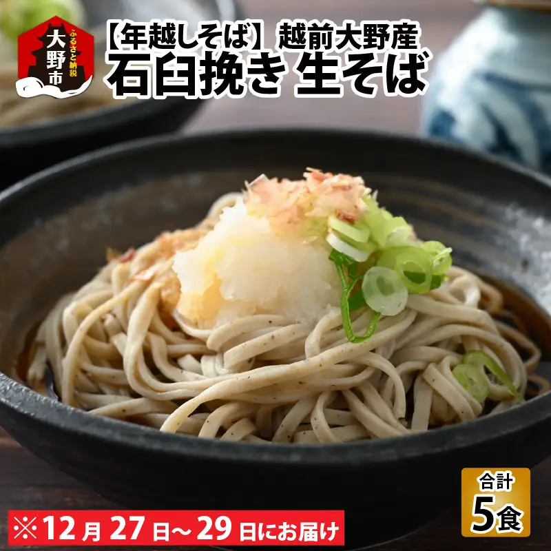 【先行予約】【年越しそば】越前大野産 石臼挽き 生そば 5食 つゆ付 越前そば 【日付け指定不可：12月27日～12月29日お届け】