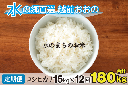 【令和7年産】【12ヶ月定期便】こしひかり 15kg×12回 計180kg（白米）「エコファーマー米」ー水のまちのお米ー[O-003002]