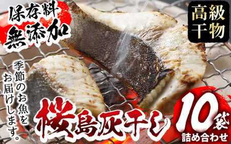 ＜高級手作り干物＞桜島灰干し詰め合わせ 遠赤外線でやわらか！鹿児島県湧水町産にじますの他、季節のお魚を計10袋お届け！ 干物 魚 焼き魚 おかず 晩御飯 晩ごはん 朝食 朝ごはん 朝ご飯 和食 定食 にじます ニジマス 保存料無添加 【福永商店】_y060