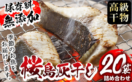 ＜高級手作り干物＞桜島灰干し詰め合わせ！鹿児島県湧水町産にじますの他、季節のお魚を計20袋お届け！ 干物 魚 焼き魚 おかず 晩御飯 晩ごはん 朝食 朝ごはん 朝ご飯 和食 定食 にじます ニジマス 保存料無添加 【福永商店】_y061