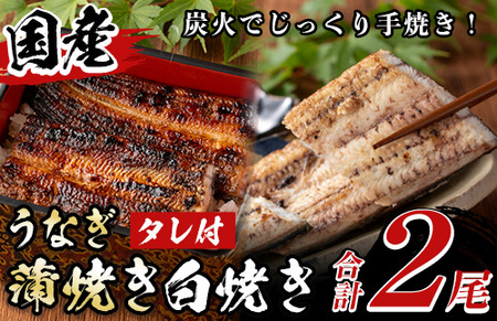 国産！うなぎ蒲焼き1尾＆白焼き1尾セット(計2尾) 国産 九州産 鹿児島県 宮崎県 鰻 ウナギ unagi うな重 うな丼 ひつまぶし うなじゅう 蒲焼 かばやき 白焼 しらやき 無頭 魚 魚介類 土用 丑の日 タレ タレ付 おかず 惣菜 冷蔵 特産品 お土産 ギフト プレゼント ご贈答用【尾方屋】_y133