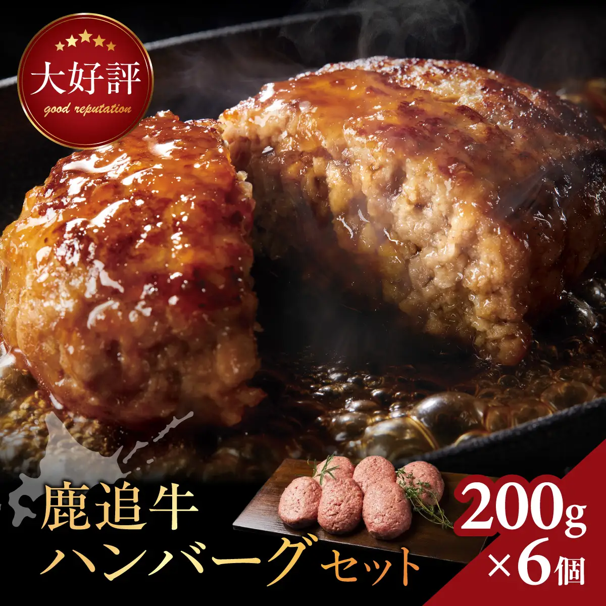 鹿追牛ハンバーグセット 200g×6個 SKA007 【 人気  北海道 　送料無料 】