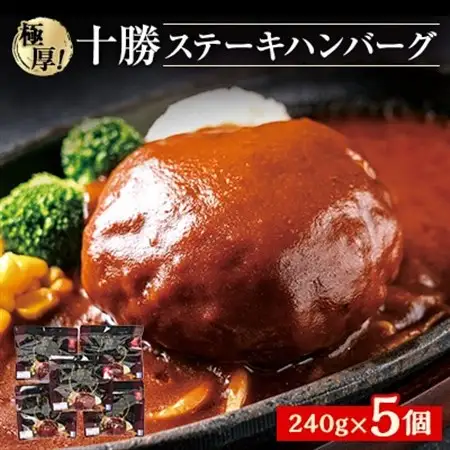 極厚!十勝ステーキ　ハンバーグ　240g×5個_肉 ハンバーグ 牛肉   肉 ハンバーグ 豚肉   肉   _【配送不可地域：離島】【1214264】