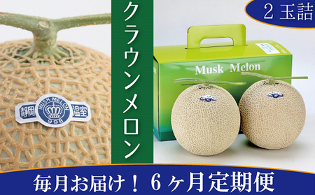クラウンメロン　白×2玉【6ヶ月定期便】【配送不可：離島】 果物類 メロン青肉 