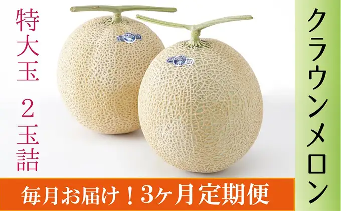 クラウンメロン　特大玉×2玉【3ヶ月定期便】【配送不可：離島】 果物類 メロン青肉 