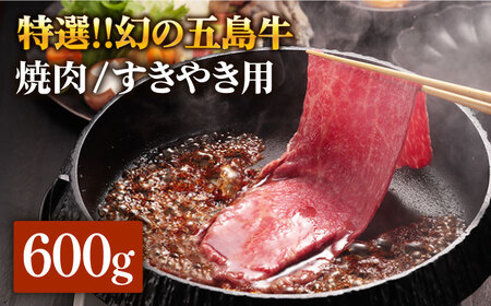 五島牛 肩ロース600g（焼肉用/すき焼用） 五島市/ニク勝[PBF002]  やきにく 焼肉 すきやき 牛肉 牛 にく 肩ロース 国産