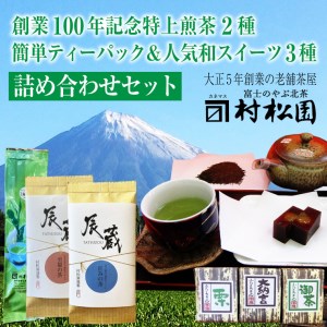 特上煎茶 2種(各100g) ティーバッグ 5g×30袋 羊羹 3種(各1個) 詰合せセット こだわり ギフト プレゼント 贈答 和菓子 和スイーツ 富士山麓 富士のやぶ北茶 静岡茶 お茶葉 老舗 大正5年創業 村松園 富士市 [sf002-221]