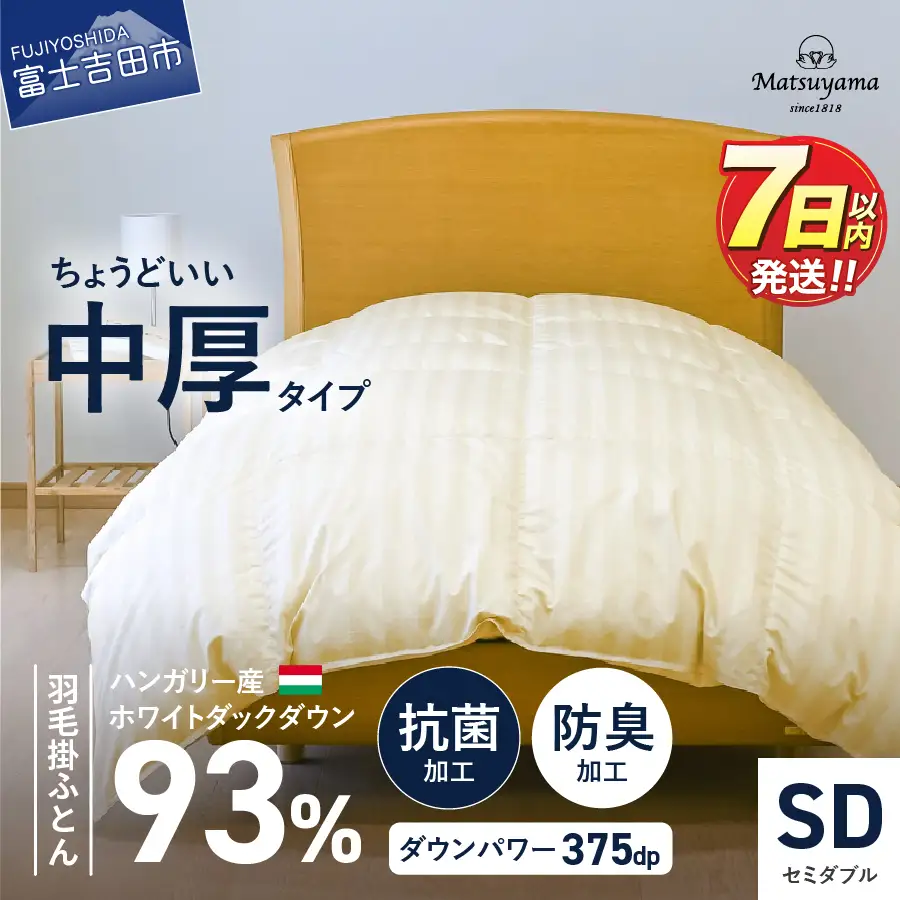 布団 ちょうどいい中厚タイプの羽毛布団 ライトベージュ( セミダブル )  【 合い掛け 冬用 】