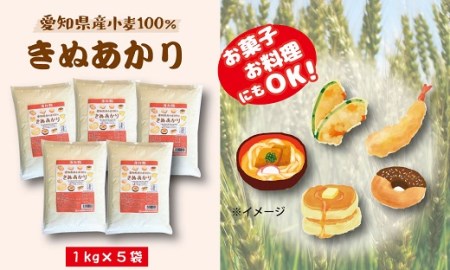 【小麦粉】愛知県産 きぬあかり 国産 薄力粉 1kg×5袋(計5kg)　H008-252