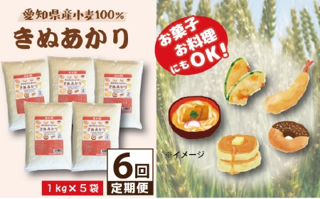 【小麦粉】愛知県産 きぬあかり 国産 薄力粉 1kg×5袋(計5kg) 定期便6回 H008-269