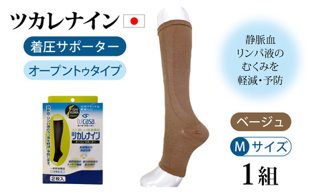 ツカレナイン　着圧サポーター【オープントゥ】（ベージュ：Ｍ）　１ペア