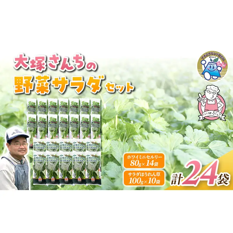 ホワイトミニセルリー 14袋 ＆ サラダほうれん草 10袋 計24袋セット 野菜 詰め合わせ セロリ ミニセロリ ほうれんそう 新鮮 産地直送 野菜セット 食べ比べ 詰合せ 大容量 業務用 まとめ買い
