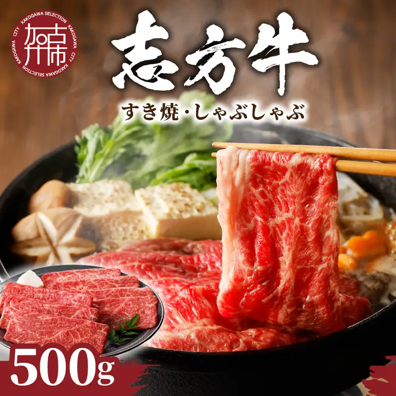 志方牛しゃぶしゃぶ・すき焼(500g)〈鍋 お鍋 牛肉 おすすめ 切り落とし 鍋 セット しゃぶしゃぶ すき焼き 牛肉 冷凍 国産 送料無料 肉 プレゼント お取り寄せ 美味しい〉【2401A00204】