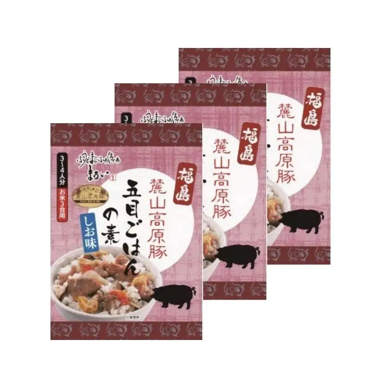 No.1280　ふくしまご当地！福島ブランド！五目ごはんの素　塩味　ブランド麓山高原豚使用　3合炊き　【193ｇ×3箱入】