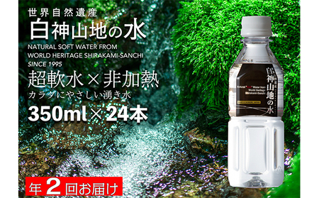 水 定期便 2回 白神山地の水 350ml×24本 ミネラルウォーター 350ミリリットル 軟水 超軟水 赤ちゃん 健康 お水 天然水 小さい ペットボトル 飲料 湧水 災害 防災 備蓄 備蓄水 ローリングストック 災害対策 備蓄用 箱 箱買い 常温 定期