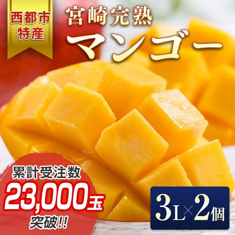 【先行予約】宮崎県産完熟マンゴー3L×2個 西都市特産品宮崎マンゴー＜18-3a＞2026年発送