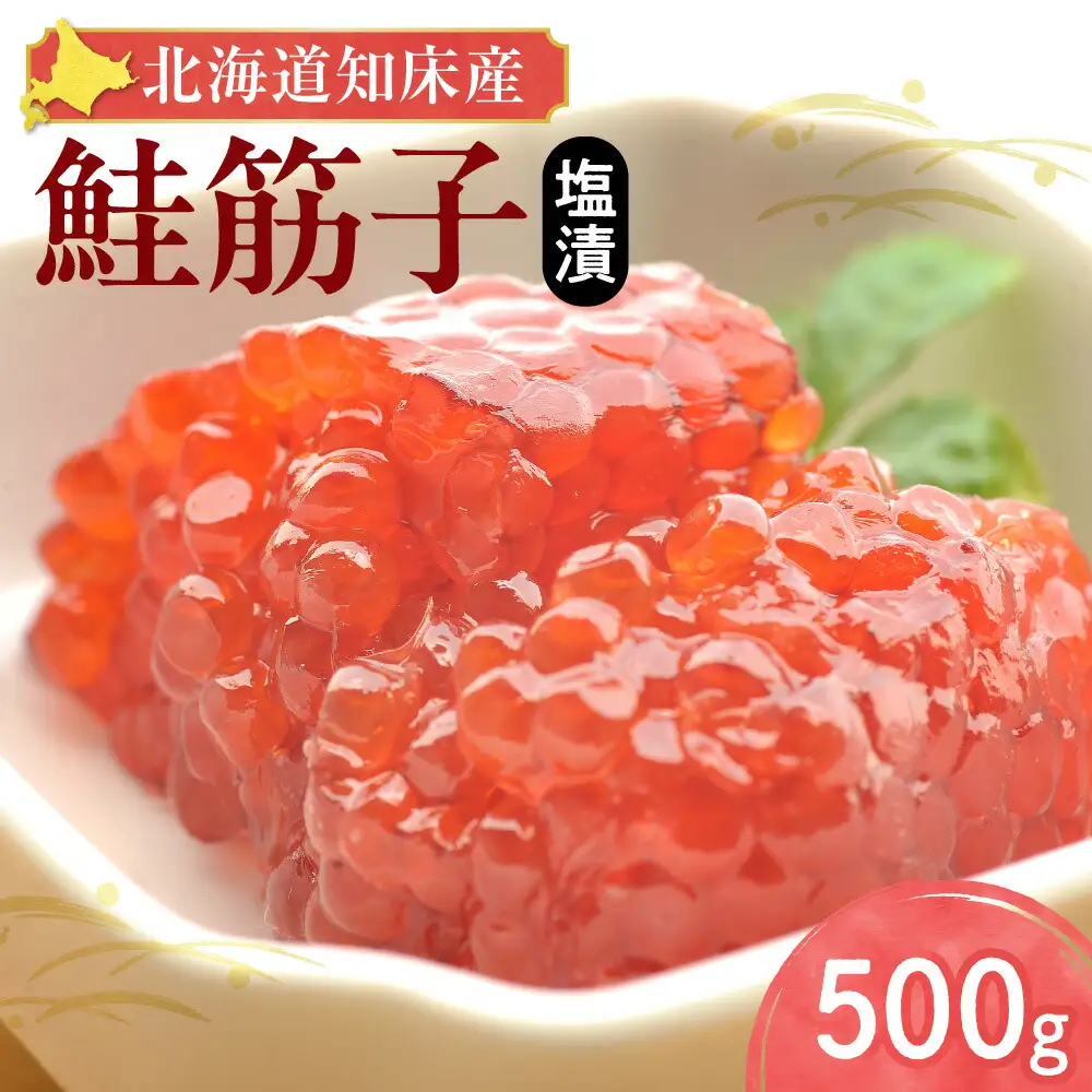 【北海道知床産】鮭筋子(塩漬) 500g すじこ 筋子