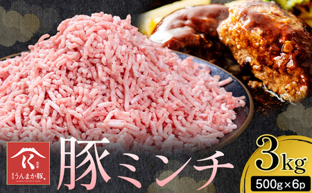 ミンチ鹿児島県産うんまか 豚ミンチ 計3kg 500g×6P