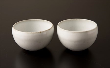 【青龍窯】残雪釉湯呑茶碗 2点セット FZ26-860