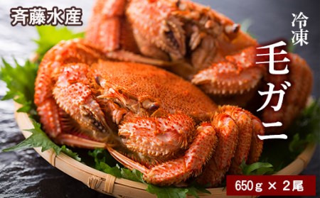 大サイズ！冷凍毛がに約650g×2尾【斉藤水産】 AM144