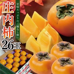 SB0903　酒田の果物専門店厳選　庄内柿(種なし柿)　約5kg(26玉入) 【贈答用仕様】