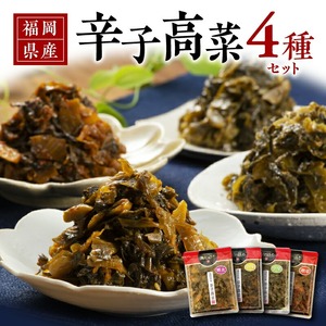 【明太味がリニューアル！】福岡県産辛子高菜4種セット_福岡県産 辛子高菜 4種 セット 各 160g 計 640g 小辛 辛さ控えめ まろやか 中辛 ピリッとした辛さ 一番人気 激辛 複数 唐辛子 辛い物好き 必見 明太 明太子 旨味 相乗効果 九州の味 高菜漬 ご飯のお供 ラーメン 高菜チャーハン おにぎり アレンジ 送料無料 〔Ca208〕