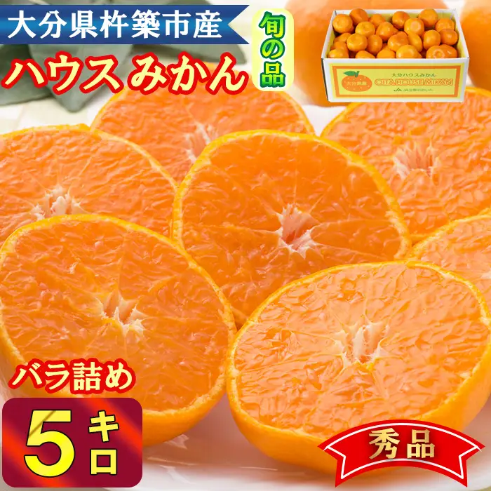 ハウスみかん 温室みかん ミカン ハウスミカン 温室ミカン 5kg 秀品 6月 7月 先行予約 大分 ／ハウスみかん約5kg 秀品（バラ詰め）＜132-012＞