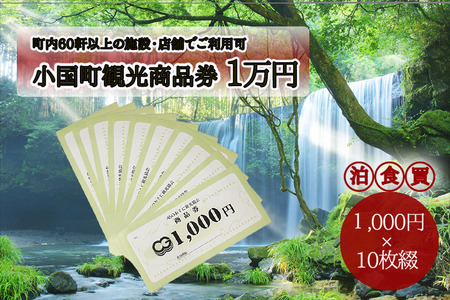 【ASOおぐに観光協会】阿蘇 小国町 観光商品券 1000円券 10枚 1万円 一万円 熊本 阿蘇 小国町 杖立温泉 わいた温泉郷 湯けむり 蒸し湯 ジャージー牛乳 小国杉 旅行 観光 宿泊 飲食 お買い物 お土産 現地払い利用 宿泊 地域振興 旅行支援 指定住所へ出荷