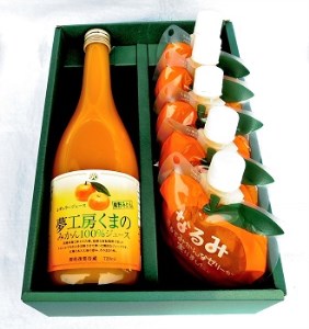 定番みかんジュースと「なるみ」の詰め合わせ♪【レギュラージュース720ml×1本・なるみ５個】 化粧箱 オレンジジュース みかんゼリー プレゼント 贈答用 三重県 熊野市【kmkn0145】