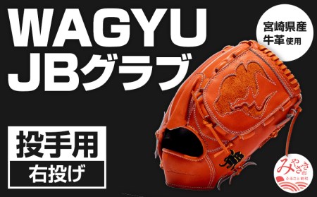 宮崎県産牛革使用 WAGYU JB 硬式用 グラブ 投手用 JB-001Y(オレンジ/右投げ用)