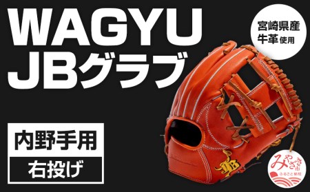 宮崎県産牛革使用 WAGYU JB 硬式用 グラブ 内野手用 JB-004S(オレンジ/右投げ用)