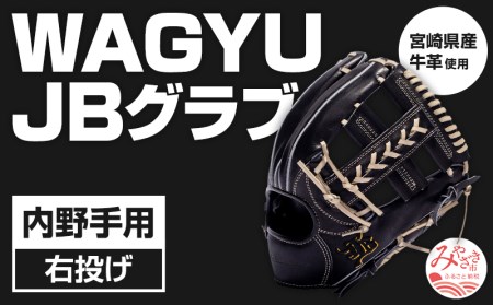 宮崎県産牛革使用 WAGYU JB 硬式用 グラブ 内野手用 JB-006(ブラック/右投げ用)