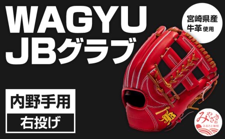 宮崎県産牛革使用 WAGYU JB 硬式用 グラブ 内野手用 JB-006S(パワーオレンジ/右投げ用)