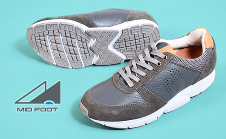 MIDFOOT ( ミッドフッド ) 婦人靴 レザースニーカー MF001JL ( グレー ) 4E ファッション シューズ レディース お洒落 レザーシューズ エコレザー 快適 履き心地  BN003 22.5cm