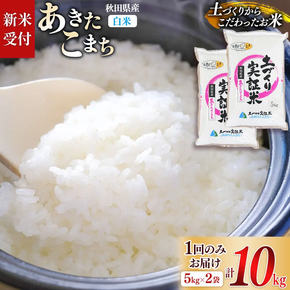《令和8年産 新米受付》【白米】あきたこまち 10kg （5kg袋小分け）土作り実証米 JA秋田しんせい 秋田県産《1回のみお届け》