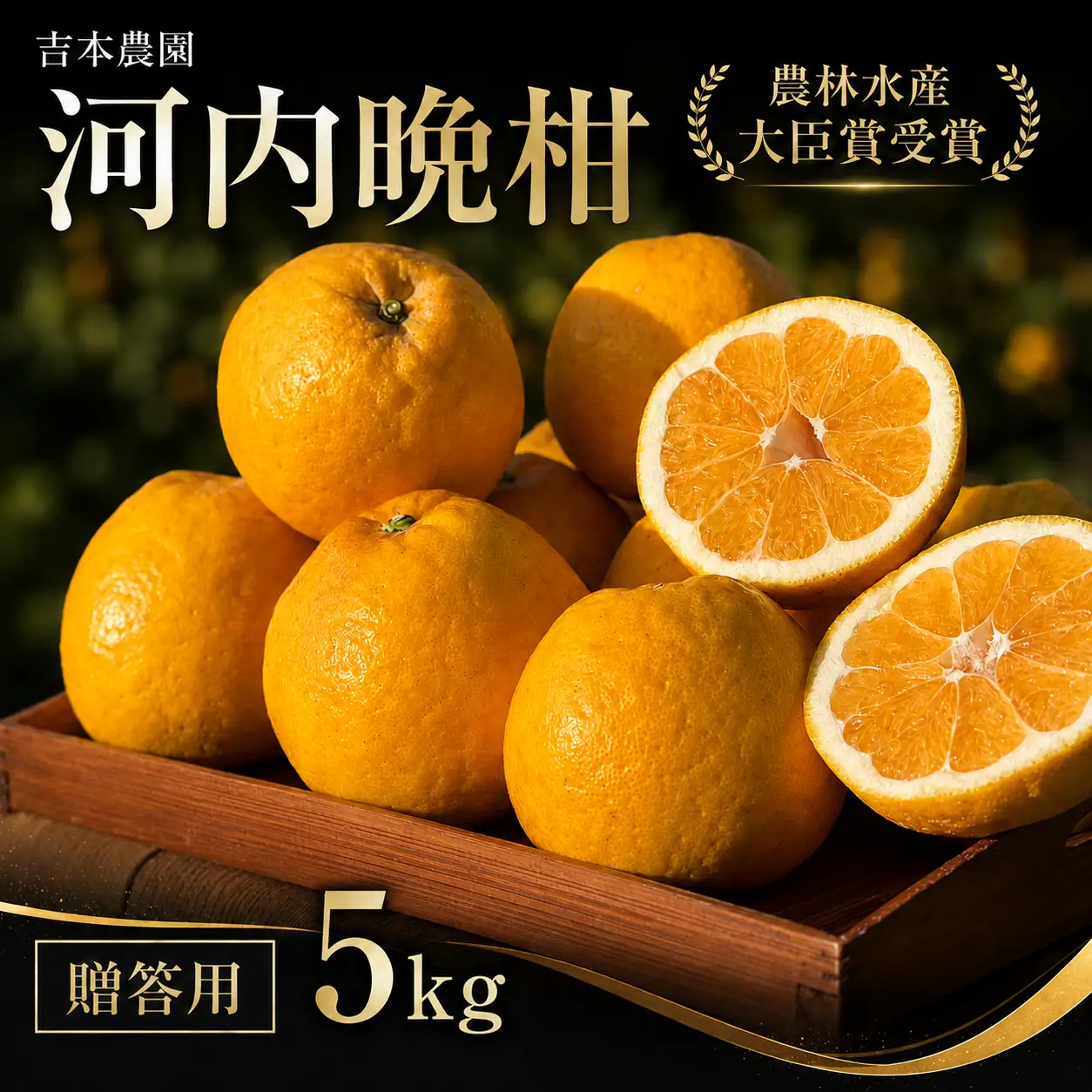 【贈答用】 河内晩柑 （愛南ゴールド）5kg 柑橘 みかん 吉本農園 和製 グレープフルーツ ゼリー ジュース アイス 果物 フルーツ ギフト プレゼント 贈答 健康 美容 ビタミン クエン酸 送料無料 愛南町 愛媛県