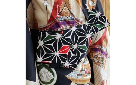 帯 （patipati） 子ども甚平用 角帯 麻の葉 ブラック おび 和装 和服 小物