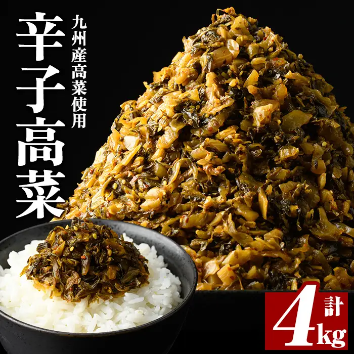 a568-B 九州産辛子高菜4kg(1kg×4パック)【九州新進】姶良市 国産 九州産 たかな 漬物 漬け物 ご飯のお供 おかず おつまみ おにぎり 常温 常温保存
