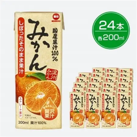 毎日牛乳 国産果汁100%みかん 200ml紙パック×24本入【1282173】