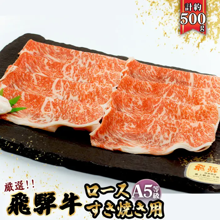 店主こだわり雌牛 飛騨牛A5等級　ロース　すき焼き用　約500g [No.040]