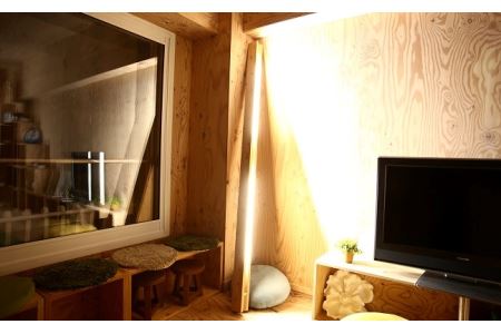 北海道産カラマツ使用 木製LED間接照明 600mm「PURE WOOD LASER LIGHT」