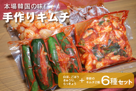 キムチ 6種 (きゅうり らっきょう ごぼう 白菜 季節のキムチ2種 )セット 2.1kg ～ 2.7kg (1袋 約350～450g×6種類)  AF-003