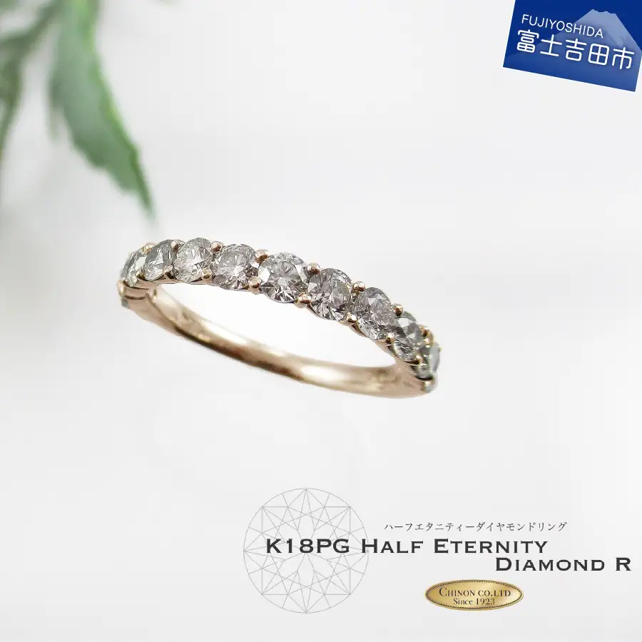 リング K18 ピンクゴールド 1ct ハーフ エタニティ ダイヤモンドリング KT-1067 ジュエリー