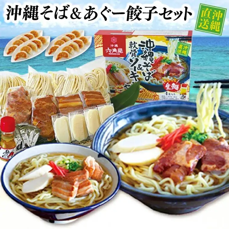 沖縄そばセット&あぐー100％餃子（2パックセット） （AS001）