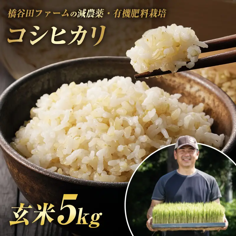 令和8年産 減農薬・有機肥料栽培コシヒカリ 玄米 5kg 米 お米 おこめ ご飯 ごはん 福島県 西会津町 F4D-2487