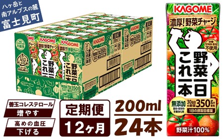 【 定期便12ヶ月連続お届け 】 カゴメ野菜一日これ一本 200ml×24 飲料 野菜ジュース 紙パック