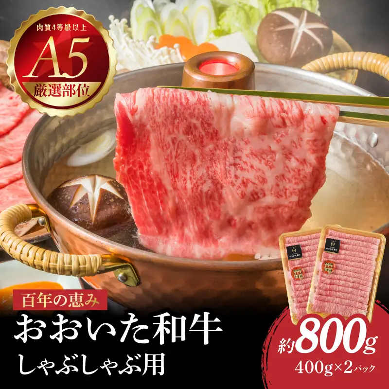 百年の恵み　おおいた和牛A5　しゃぶしゃぶ用【厳選部位】約800ｇ A01102