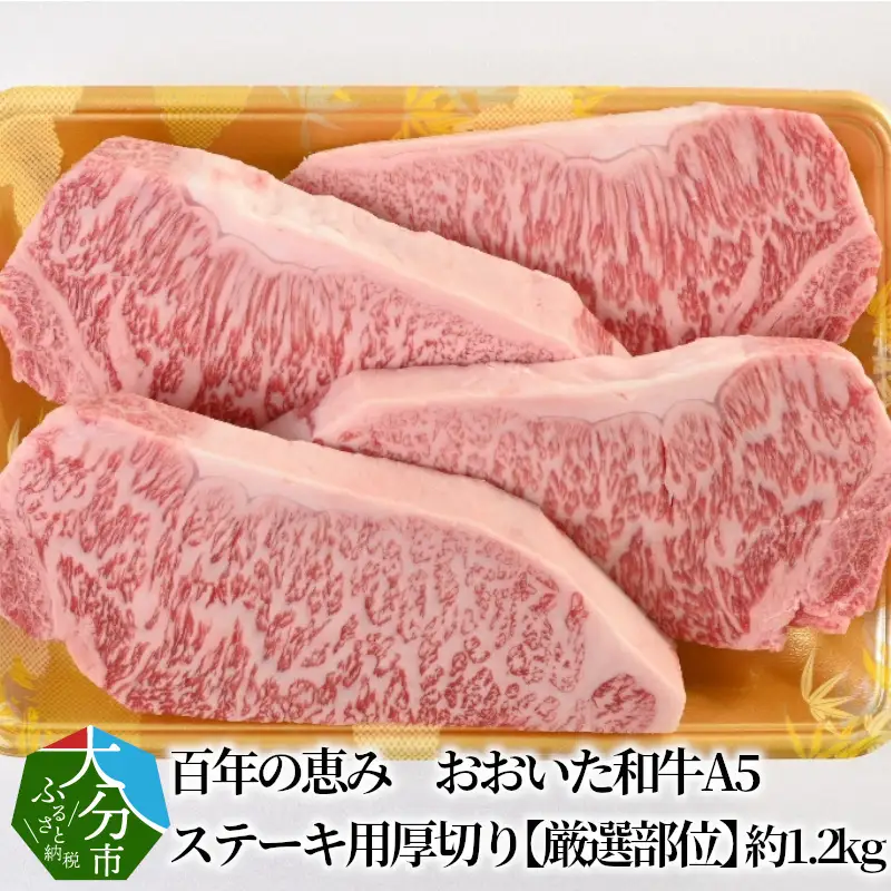 百年の恵み　おおいた和牛A5　ステーキ用厚切り【厳選部位】約1.2kg A01105