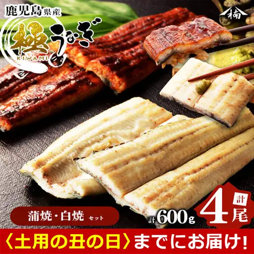 【丑の日までに配送】楠田の極うなぎ 蒲焼き2尾・白焼き2尾 150g以上×4尾(計600g以上) うなぎ 鰻 ウナギ 国産 鹿児島県産 九州産 蒲焼き 白焼き 冷凍 うな重 ひつまぶし b6-008-us